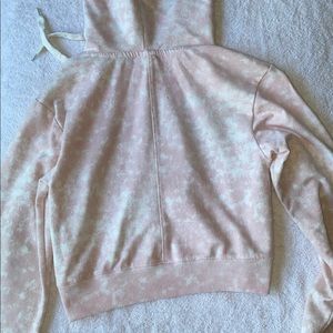 Pink and white tie dye cropped hoodie